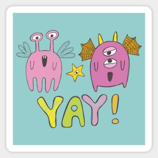 Two Cute Pink Monsters Sticker